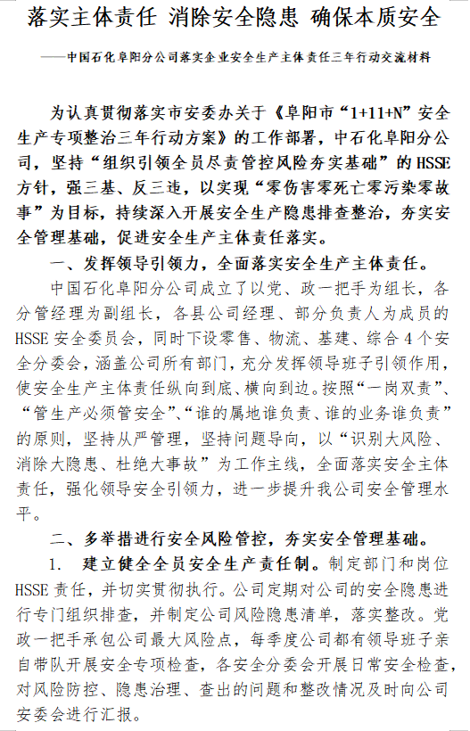 落实主体责任 消除安全隐患 确保本质安全(图1)